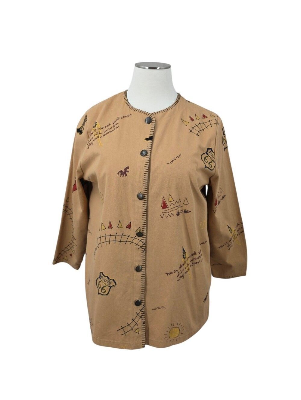 Copa Cabana Vintage Western Route 66 Motif Cotton Jacket Boho